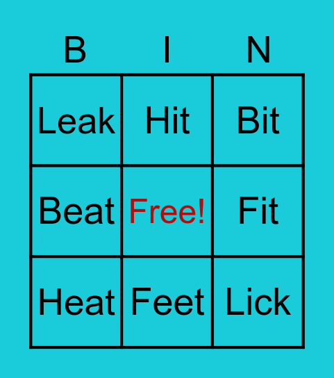 Word Bingo Card