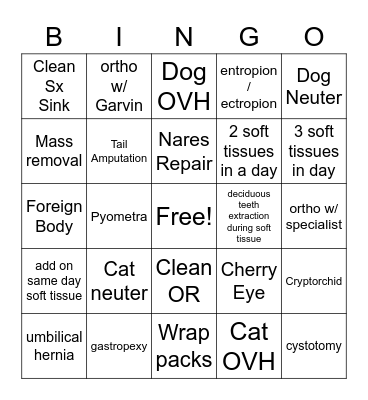 Soft Tissue BINGO Card