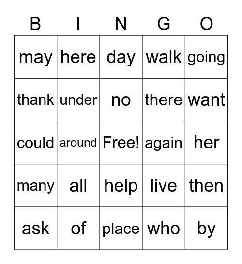 1-2b Bingo Card