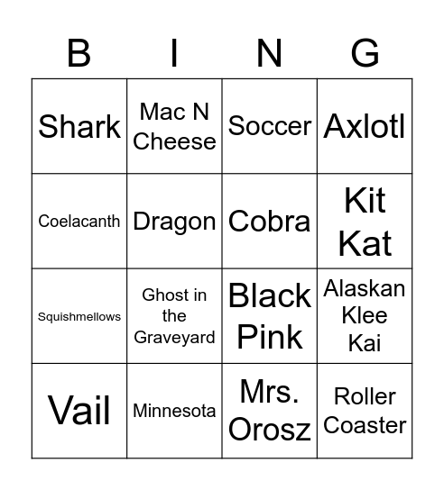 Untitled Bingo Card