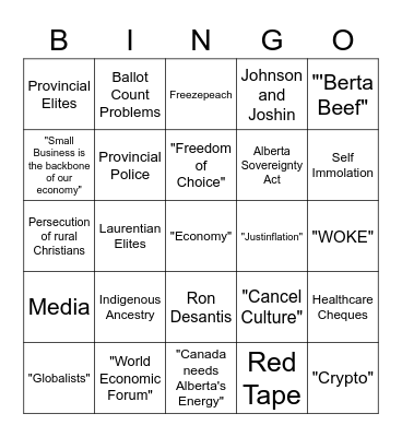 Danielle Smith is God Bingo Card