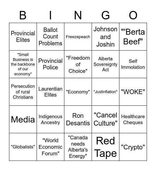 Danielle Smith is God Bingo Card