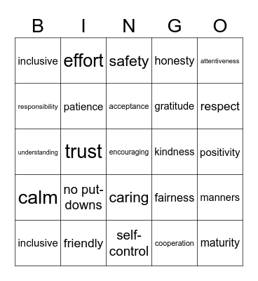 Social Contract Bingo Card