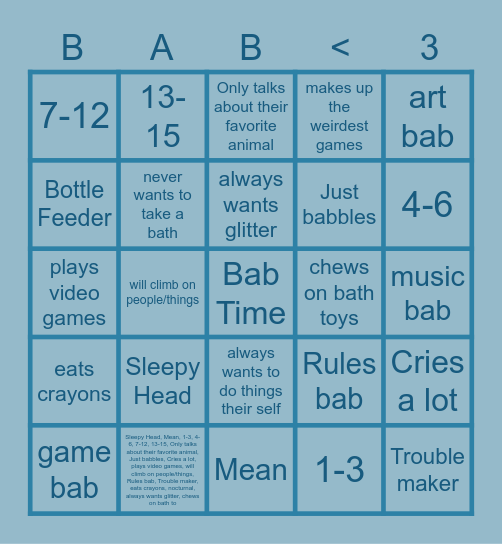 BAB Bingo Card