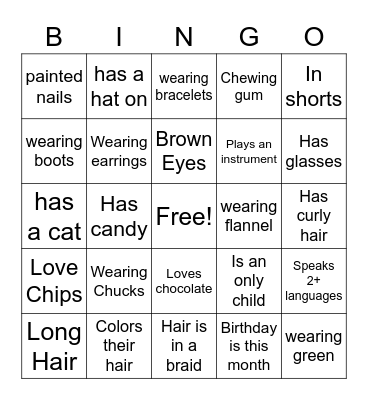 Meet'n'Greet Bingo Card