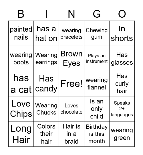 Meet'n'Greet Bingo Card