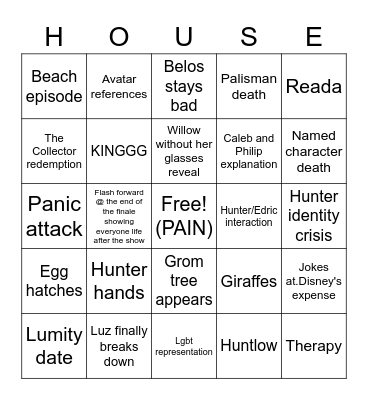 The Owl House S3 Bingo Card