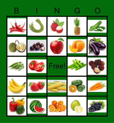 Fruits & Vegetables Bingo Card