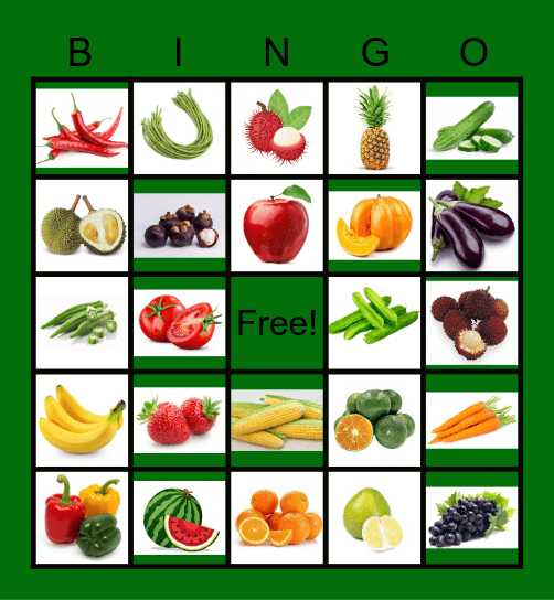 Fruits & Vegetables Bingo Card