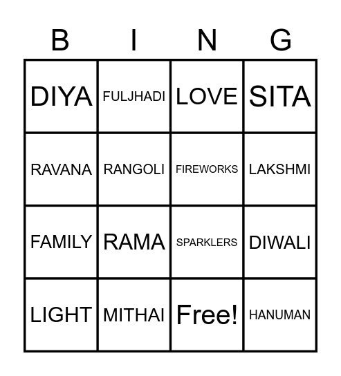 HAPPY DIWALI 2022 Bingo Card