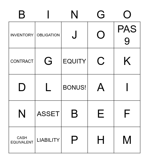 ACCOUNTING BINGO Card