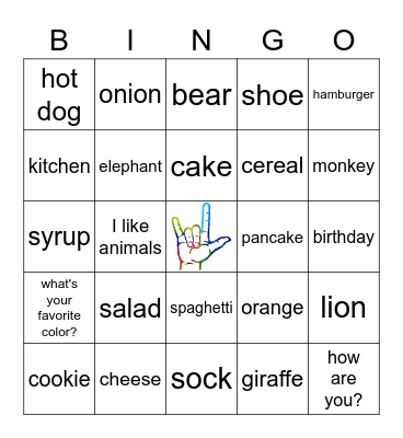 ASL Vocabulary Bingo Card