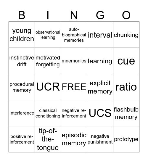 Round 1a Bingo Card