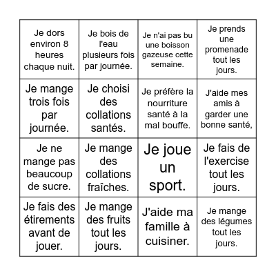 Bingo-Santé Bingo Card