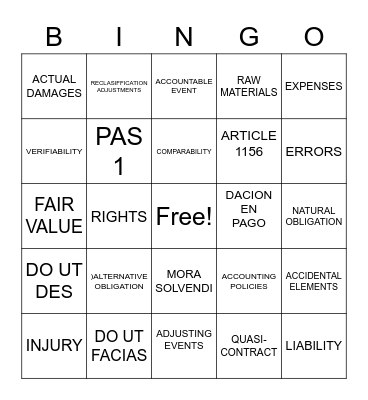 ACCOUNTING BINGO Card