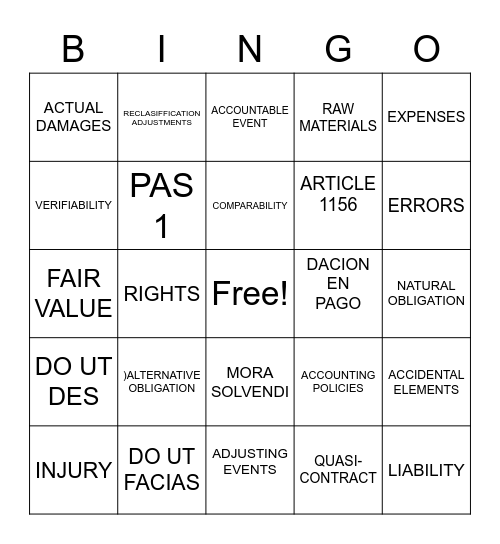 ACCOUNTING BINGO Card