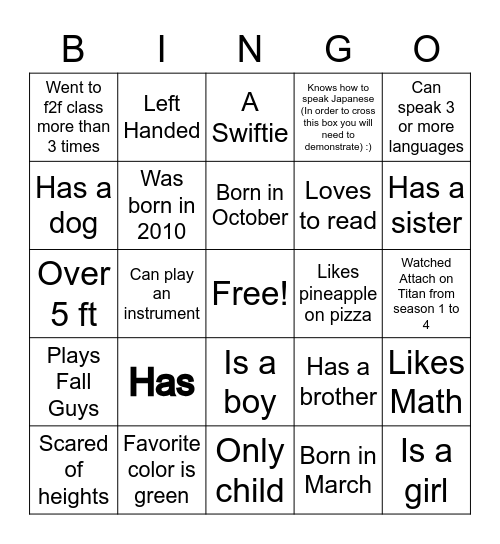 Bingo Card