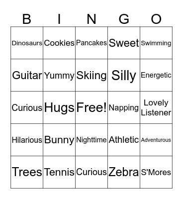 Catherine's Bingo Card
