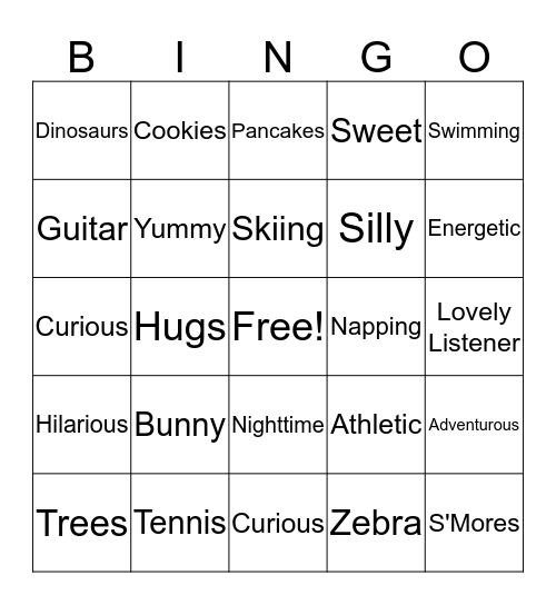 Catherine's Bingo Card