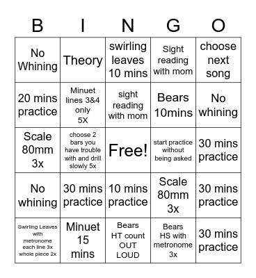 Sophie Bingo Card