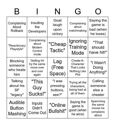 DSP Street Fighter 6 Bingo Card