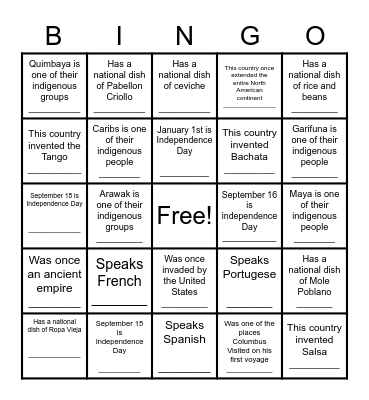 CSH Comp Sci High Latinx Heritage Bingo Card