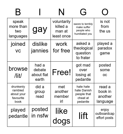 neo-lit bingo 😀 Bingo Card