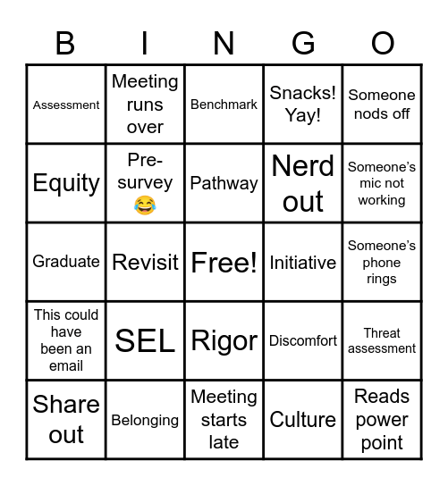 Supt Conf Day Bingo Card