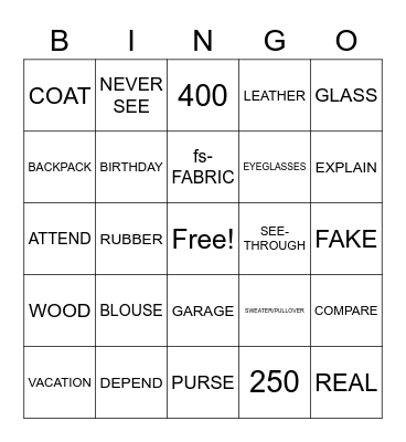 SN Unit 7.4 Vocabs Bingo Card