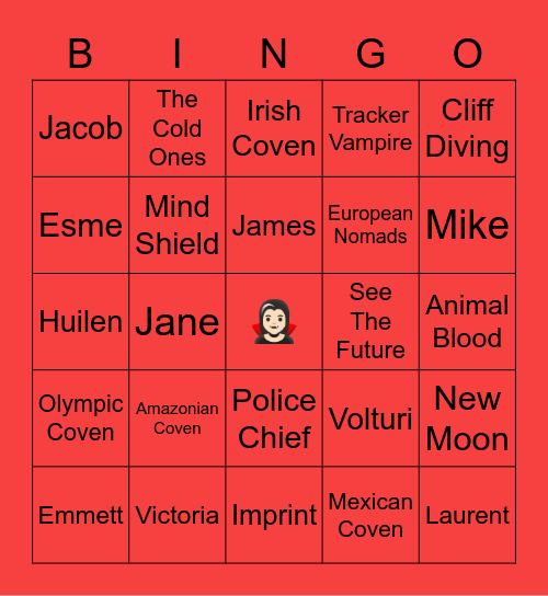 Twilight Bingo Card