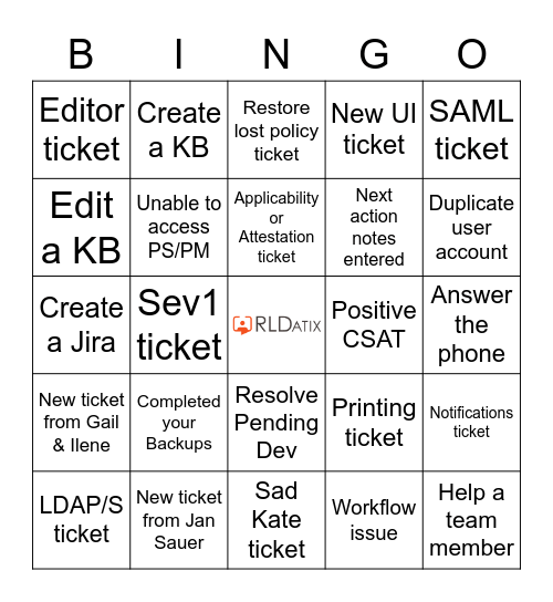 Customer Service Week 2022 Bingo Card