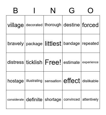 Wilson 10.2 Bingo Card