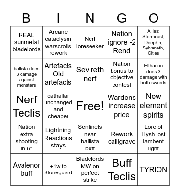 Lumineth battletome 2022 Bingo Card