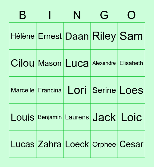 Namenbingo Card