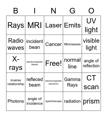 Light 8th Grade Bingo Card