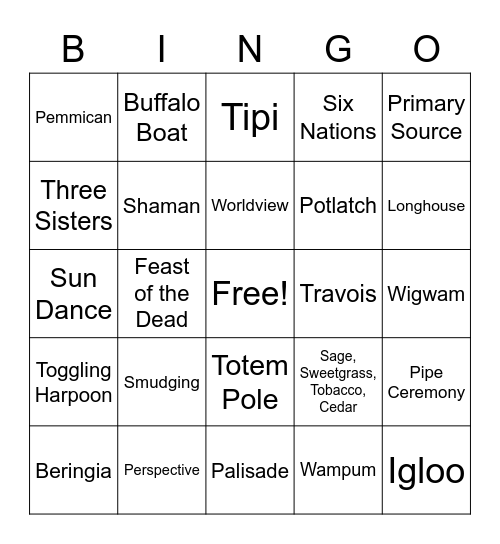 First Peoples Review Bingo Card