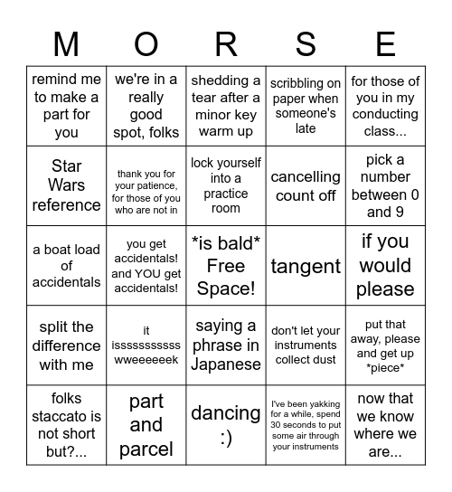 Morsisms Bingo Card