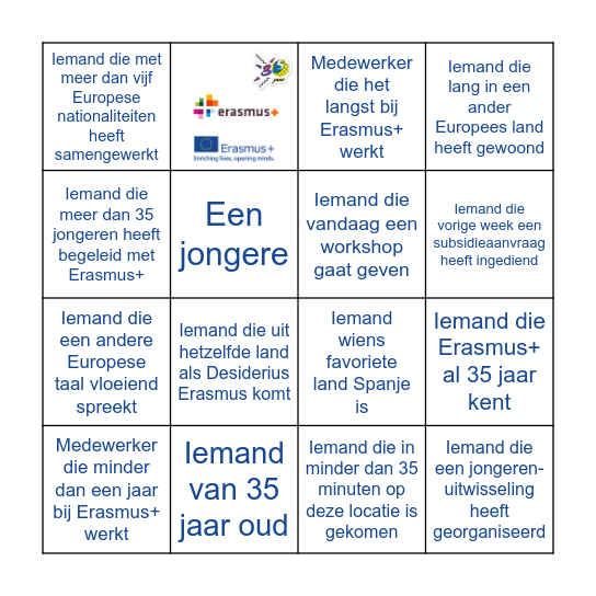 Erasmus+ 35 jaar - BINGO Card