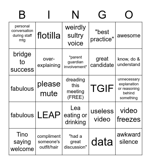 OGCS Meeting Bingo (10/22) Bingo Card