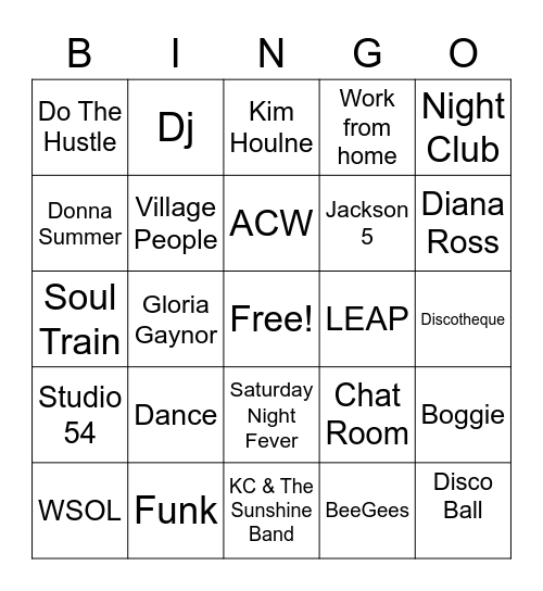 disco bingo Card