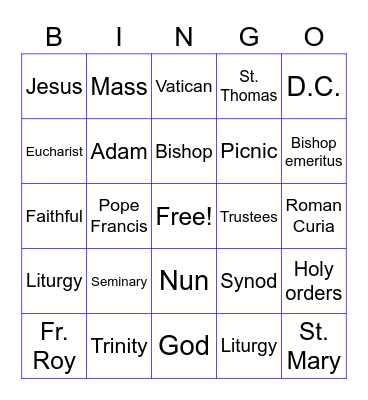 OLPH Bingo Card