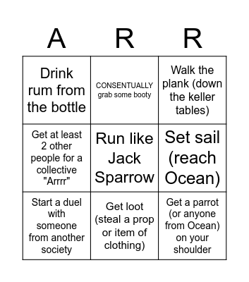 Ocean Pirates Bingo Card