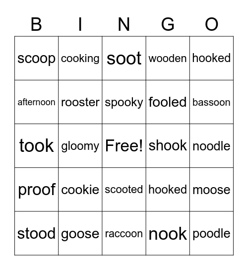 Long and Short oo Bingo Card