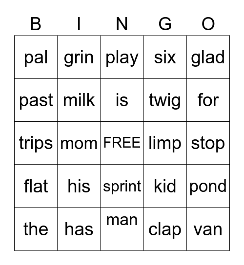 Second Grade BINGO Card