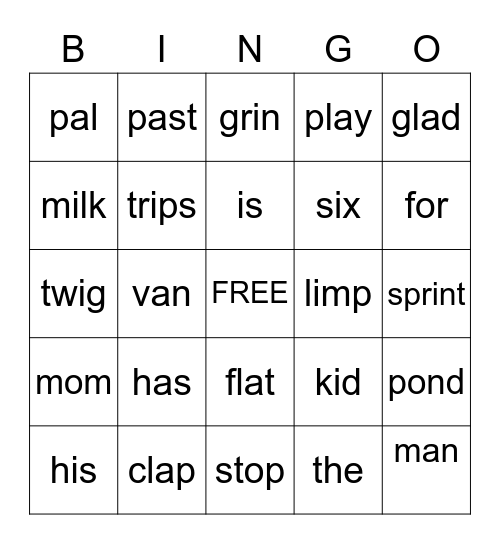 Second Grade BINGO Card