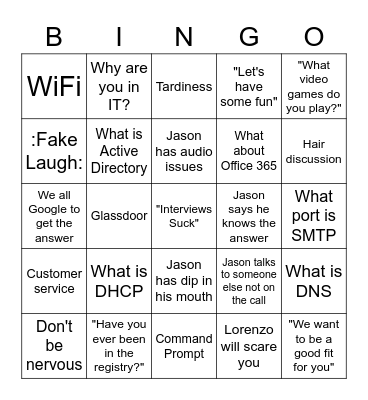 Jason Interview Bingo Card