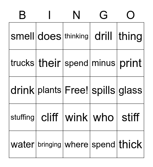 Letterland Bingo Unit 3 Bingo Card