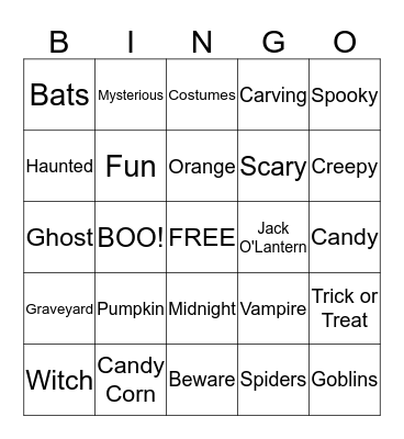 Pumpkin BINGO Card