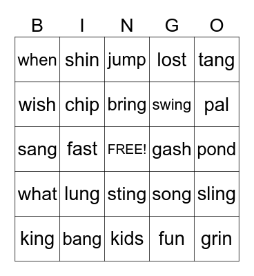 Third Grade BINGO Card