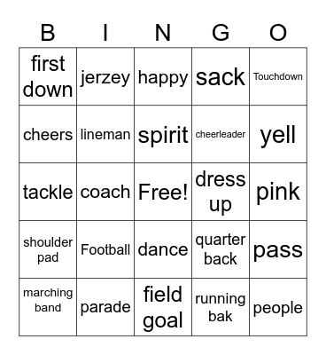 Homecoming BINGO Card